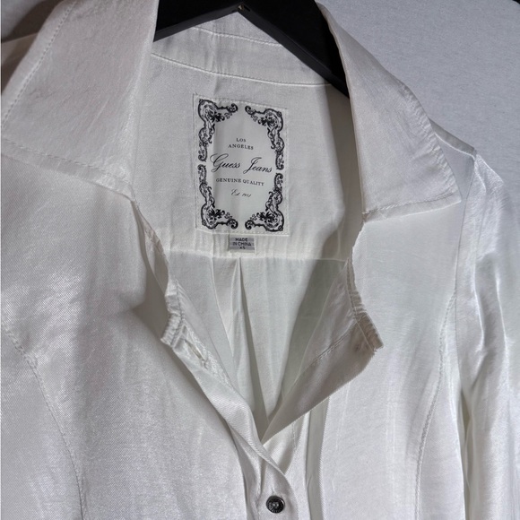 GUESS Long White Button Down Shirt - Picture 6 of 6